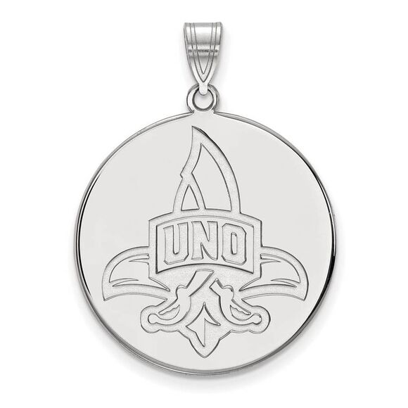 14k White Gold U. of New Orleans XL Logo Disc Pendant